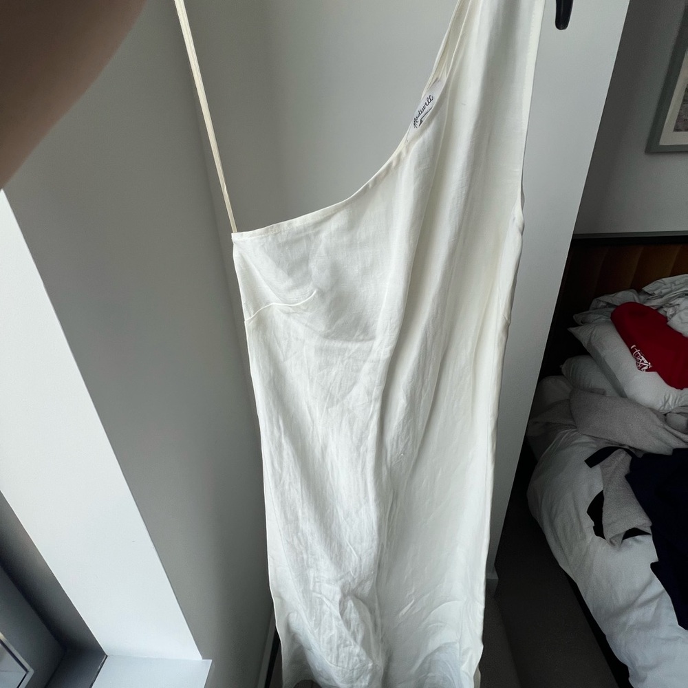 One shoulder Madewell slip dress in white